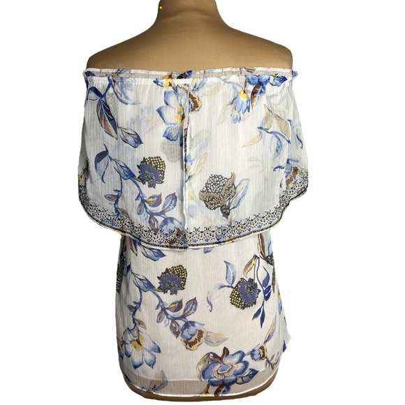 White House Black Market embroidered off the shoulder floral print top XL - Picture 3 of 9
